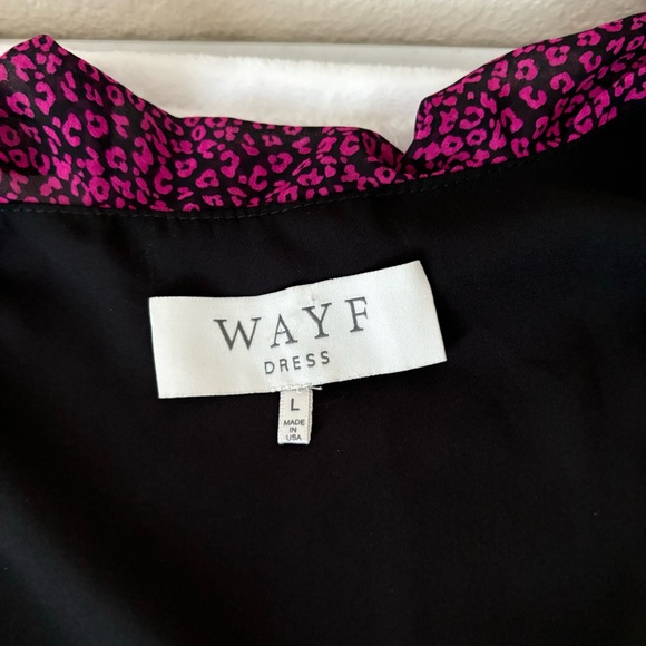 WAYF Dress Maddie Ruffled Wrap Dress, Pink/Black Size L - Picture 5 of 15
